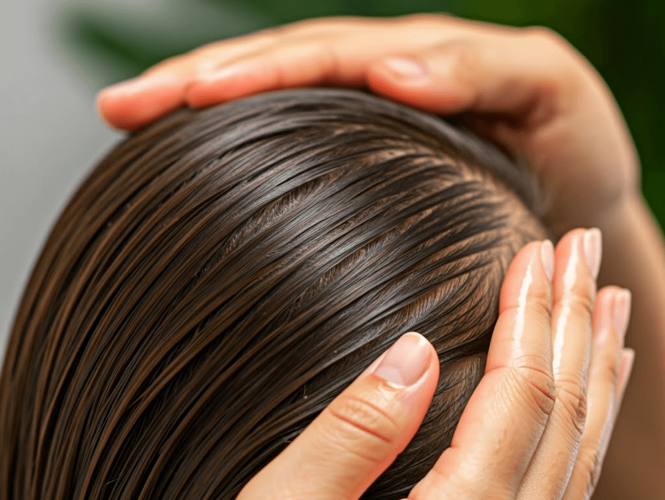 Close-up of hands applying oil during a scalp health treatment at Changing Grooms in Weymouth, promoting relaxation and hair vitality.